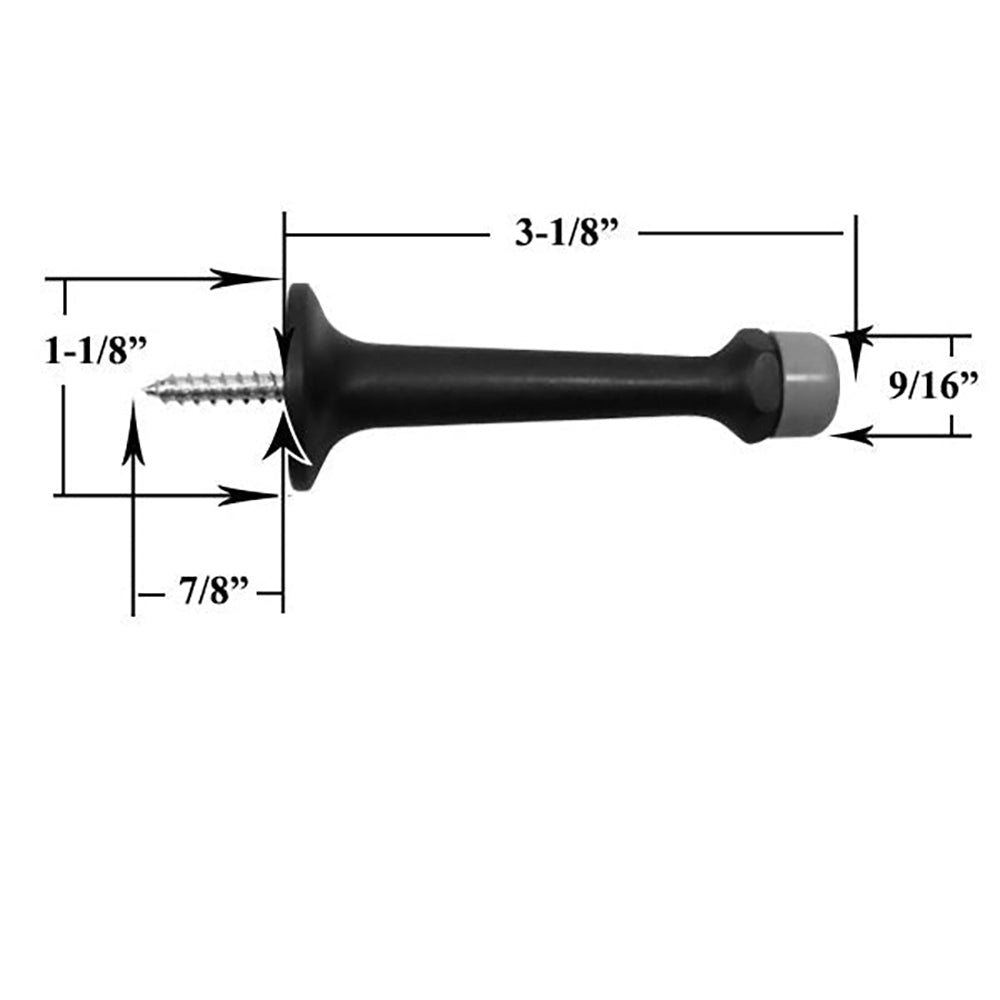 Frenchwood Hinged Panel Door Stop. Length is 3.125 inches
