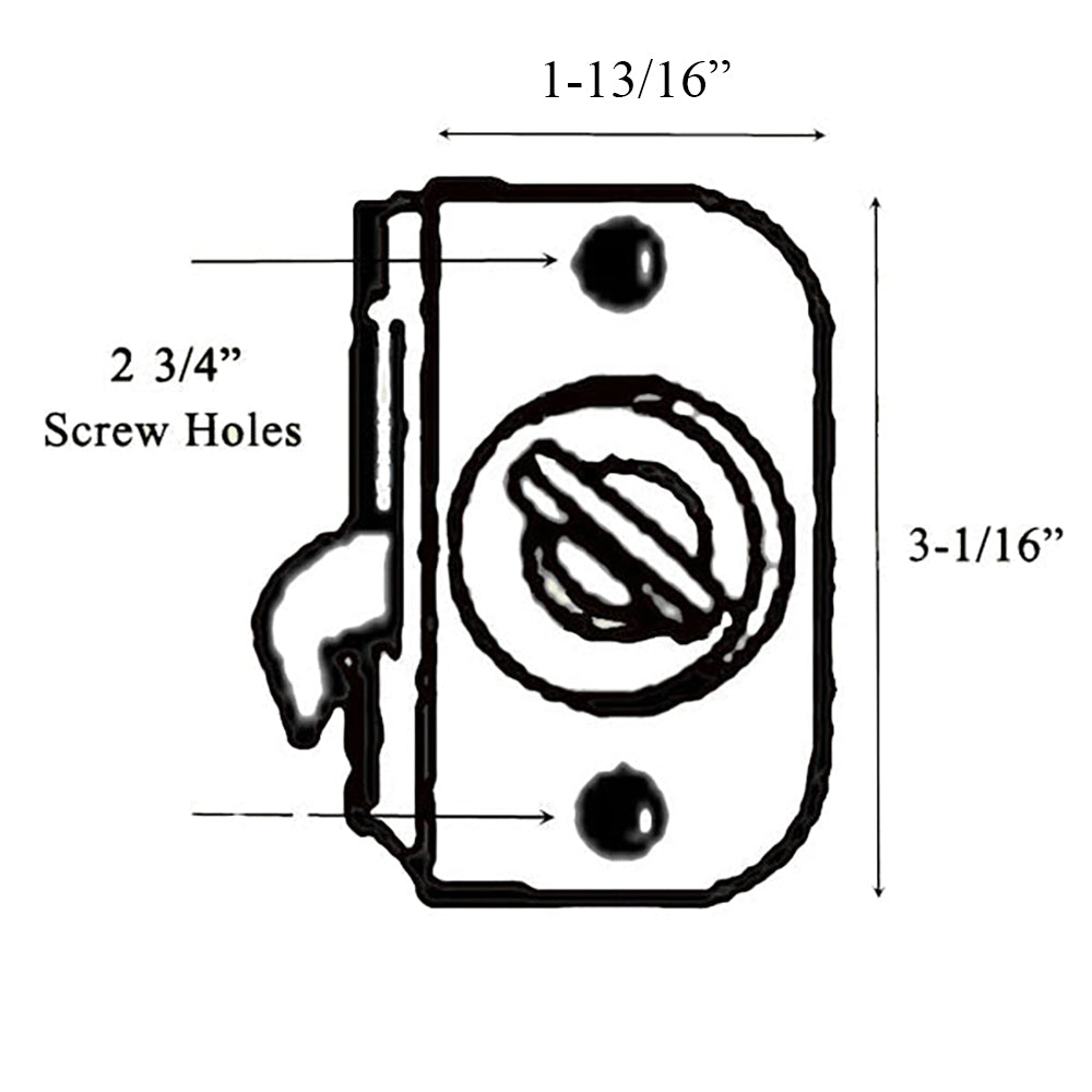 Andersen 2 Panel Patio Door Screen Latch / Lock - Satin Silver