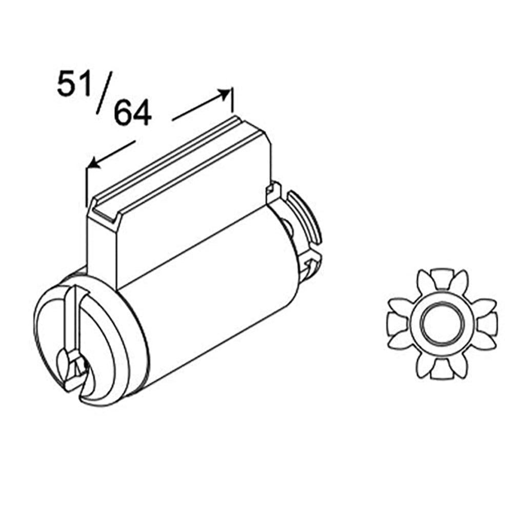 Andersen 5-Pin Reachout Lock Cylinder w/ Gears and Keys - Bright Brass