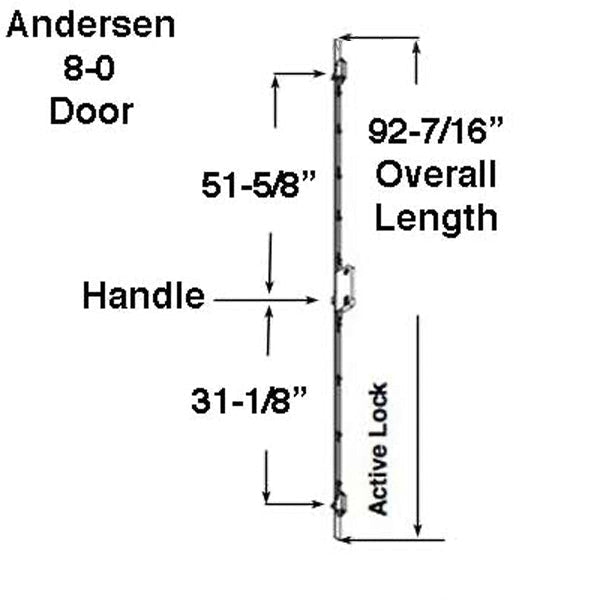 Andersen Active Multipoint Lock, FWH80 Door - Stainless Steel