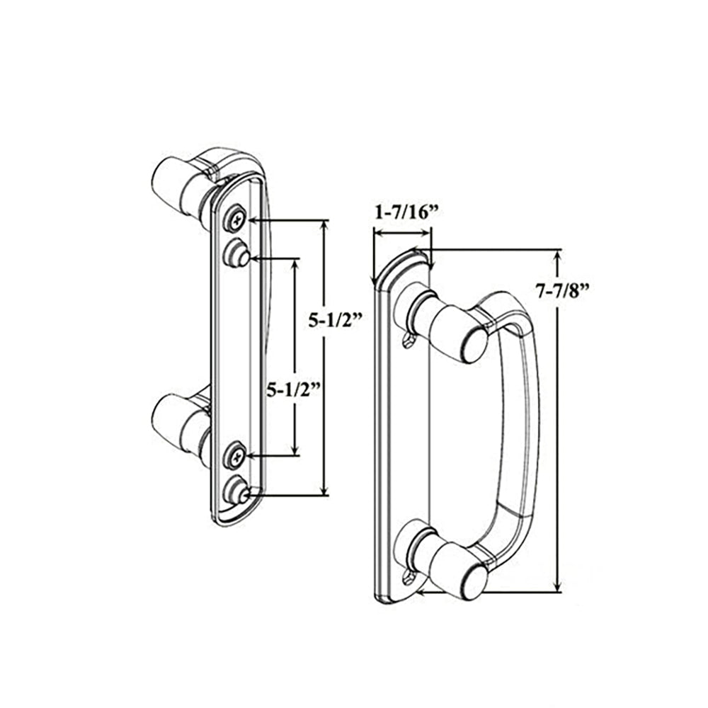 Poignée Albany pour porte coulissante Andersen, intérieur droit/extérieur gauche - Pierre