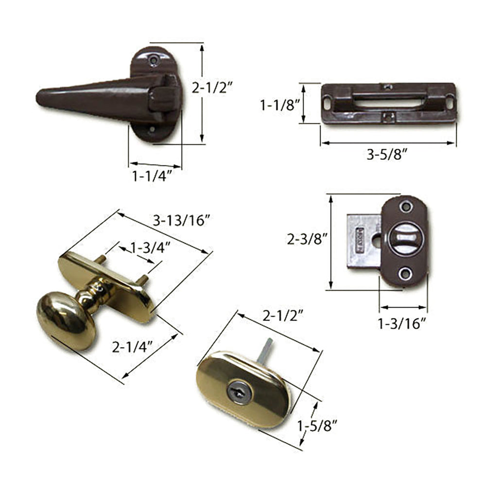 Andersen Knob and Deadbolt Kit 1-1/2 Inch Door - Brass / Brown