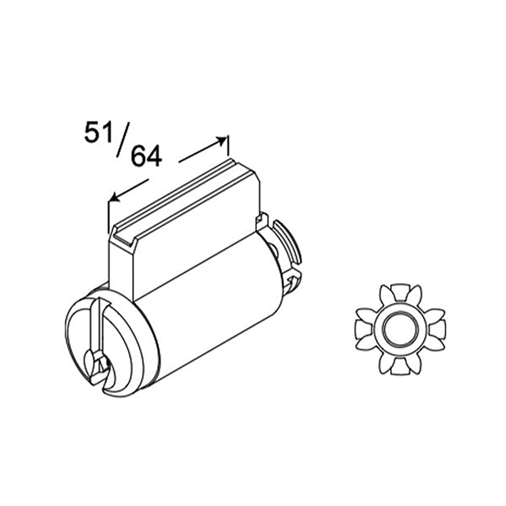 Andersen Reachout Lock Cylinder w/ Gears and Keys - Silver