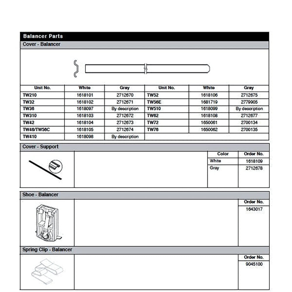 Andersen Tilt-Wash Sash Balancer Cover Support - Gray