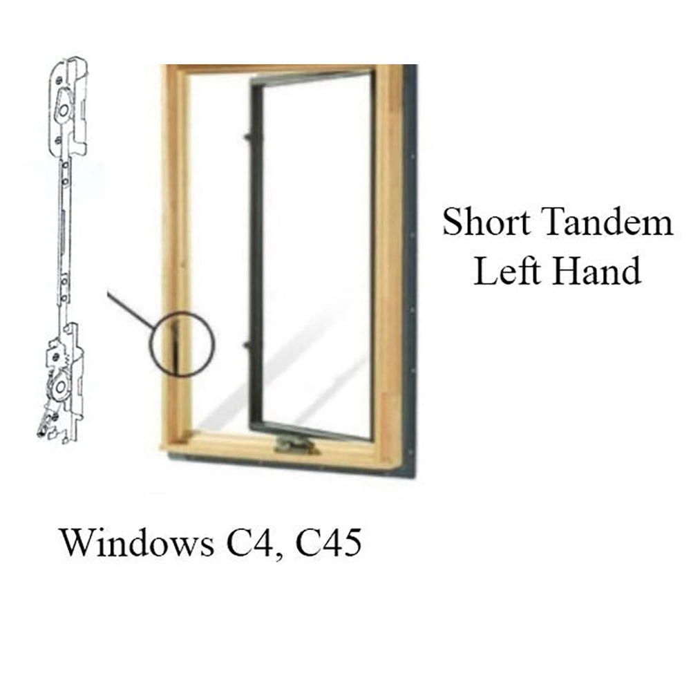 Serrure tandem de fenêtre Andersen, encastrée, à battant EZ, courte, main gauche