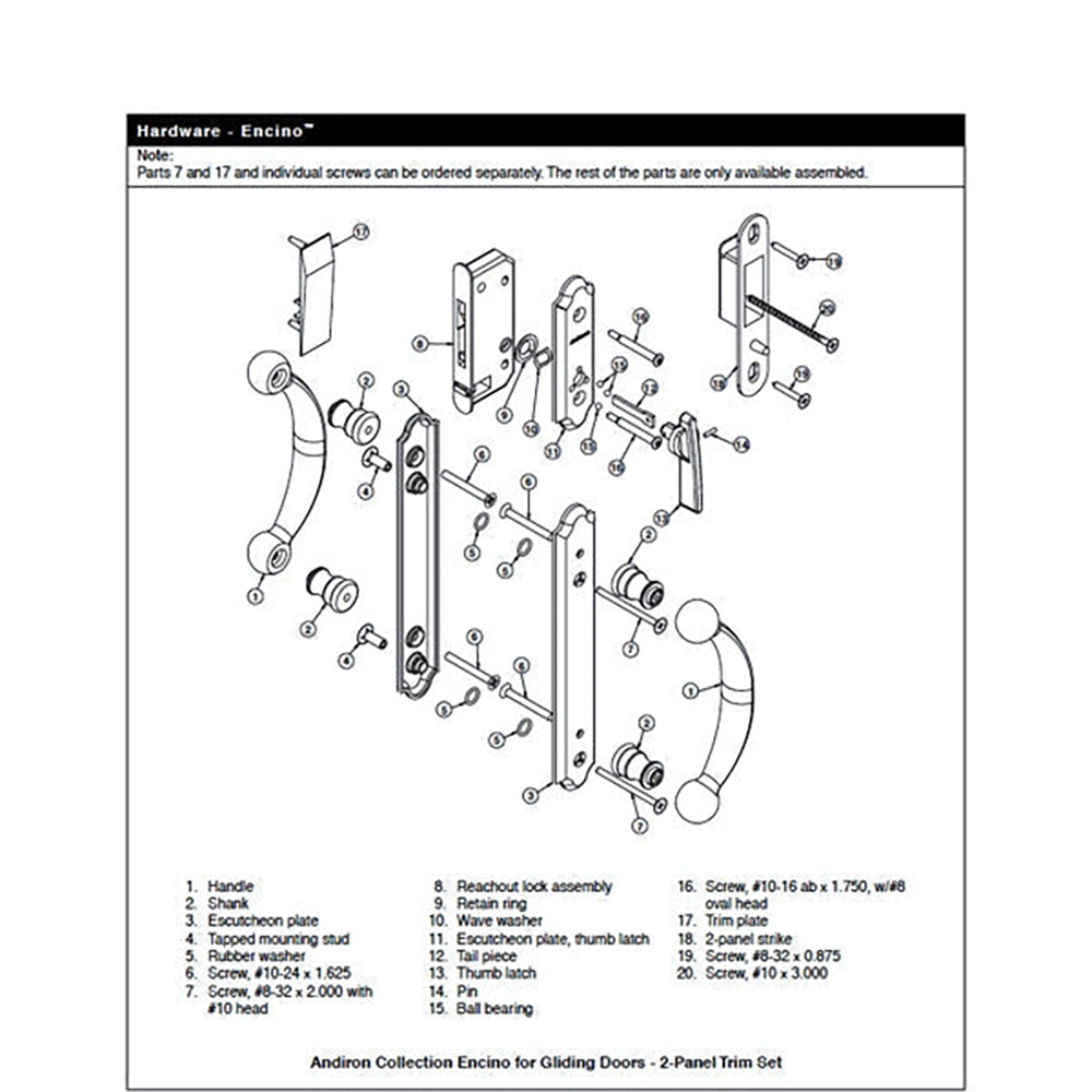 Encio Single Gliding Patio Door Handle