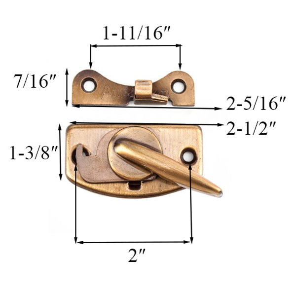 Andersen Pressure Seal Window Sash Lock & Keeper - Antique Bronze