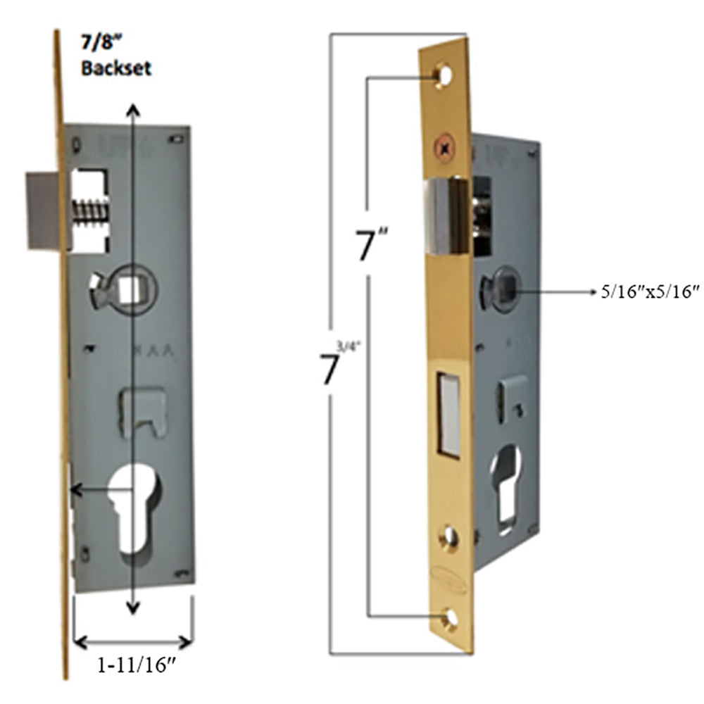 Andersen Storm Door Lock case, Body Only, No Faceplate, Left Hand