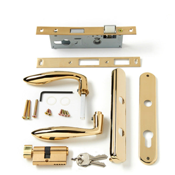 Andersen Contemporary Storm Door Hardware Kwikset Key Polished Brass