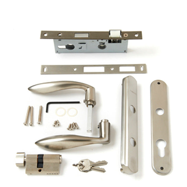 Andersen Contemporary Storm Door Hardware Kwikset Key Satin Nickel