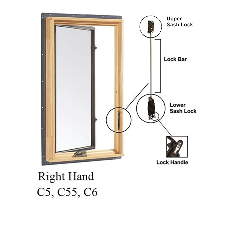 Andersen ENHANCED Casement, Concealed Long Tandem, Dual Sash Lock,  Right Hand