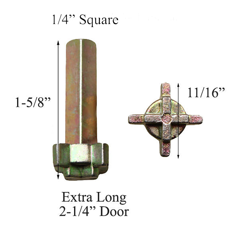 Actuator Thumb Turn Tail Piece for andersen frenchwood hinged door on white background with measurements. 