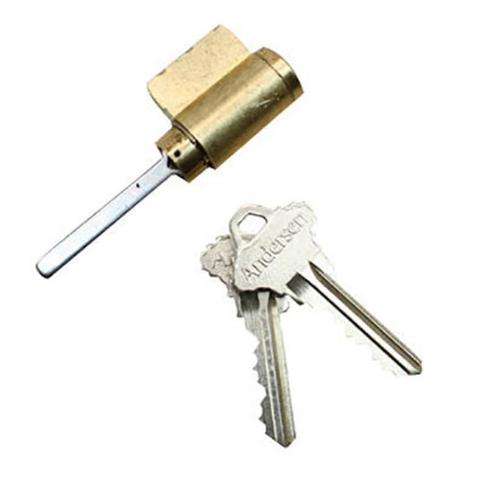 Andersen Gliding Door Cylinder and Keys, 6 Pin Schlage - Bright Brass