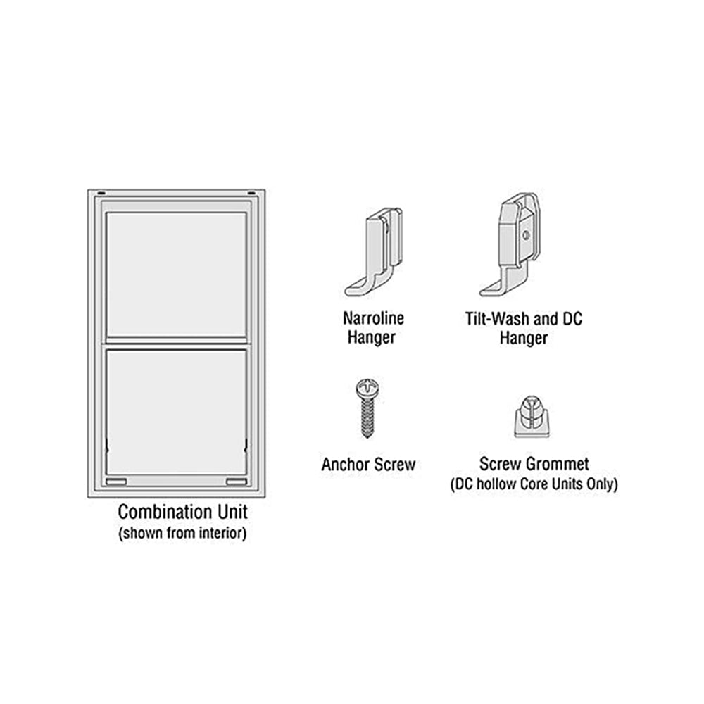 Andersen Hinge Clip Package - Narroline, Woodwright, Tilt-Wash Combination Storm Windows - Gray