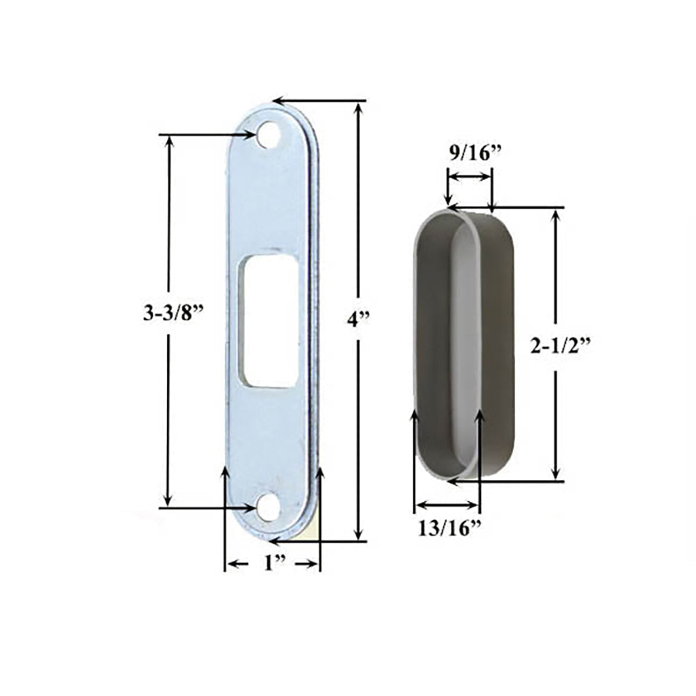 Andersen Perma-Shield Metal 4 Inch Gliding Door Strike and Liner for 2 Panel Door