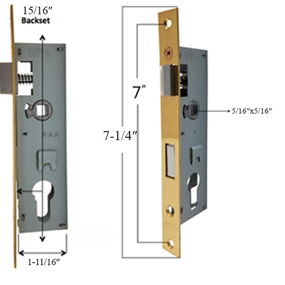 Andersen Storm Door Lock case, Body Only, No Faceplate, Left Hand