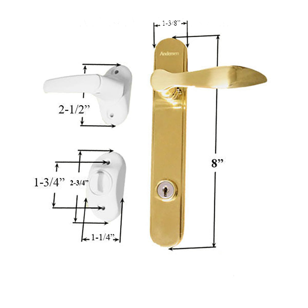 Andersen Emco 300 Series Colonial Triple Track Storm Door Handle Set Brass and White