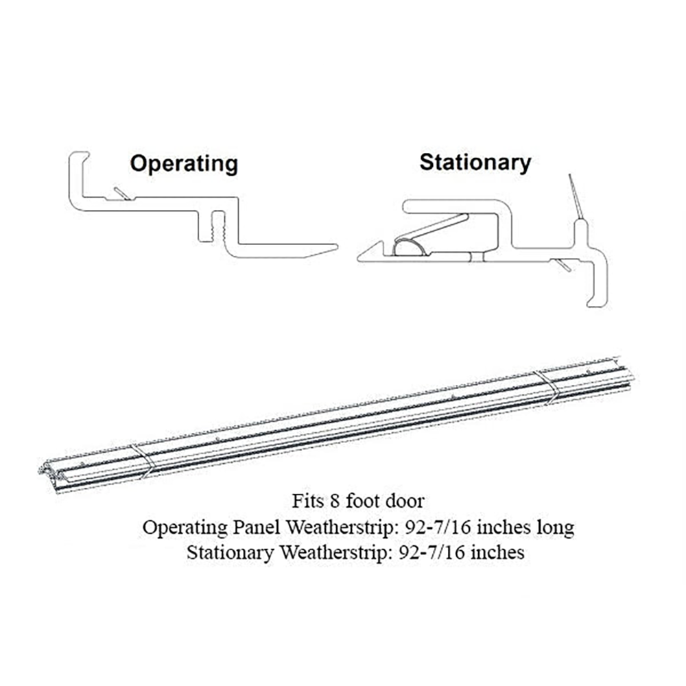 Interlock Weatherstrip Set for 8 foot Door Height. Overall Length is 92.4375 inches