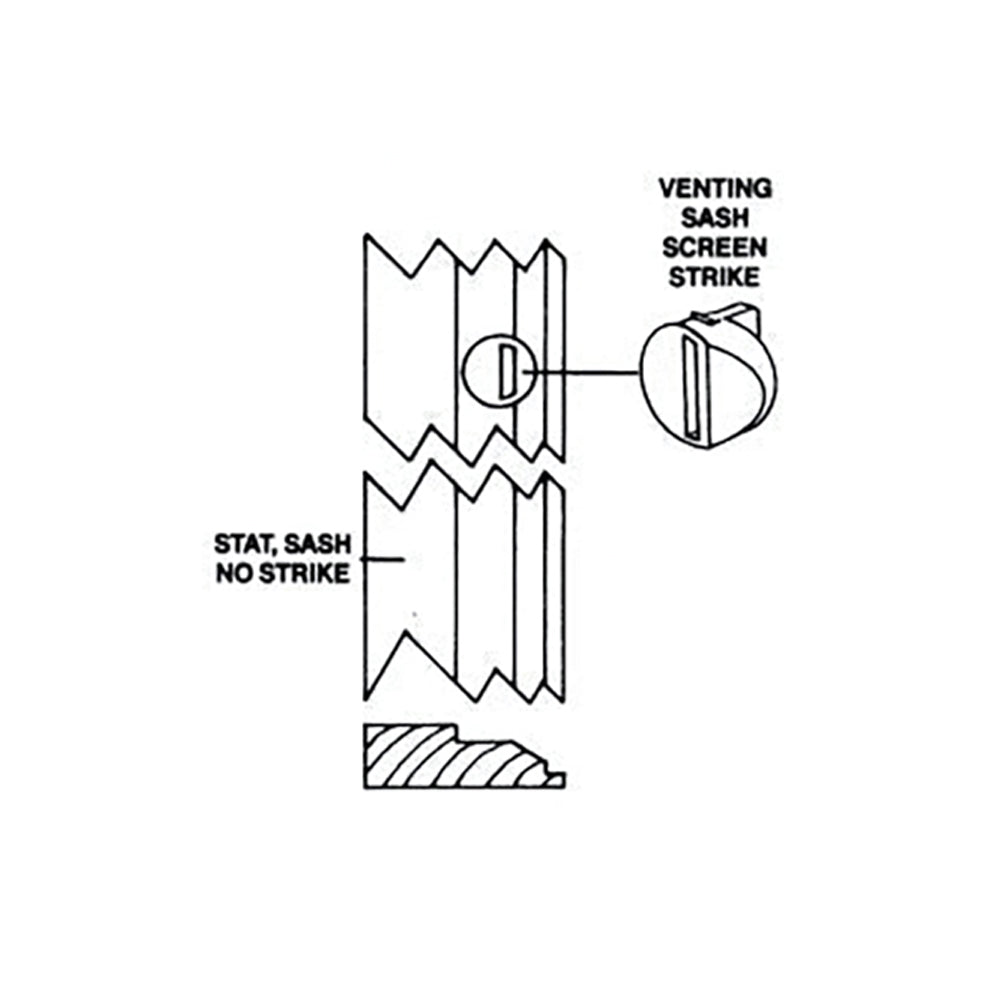 Plastic Screen Strike for Venting Sash