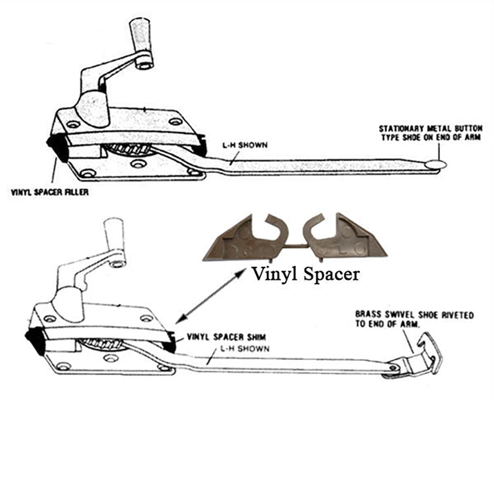 Spacer / Filler for Prime wood casement operators 1936-1960, Vinyl  - Bronze