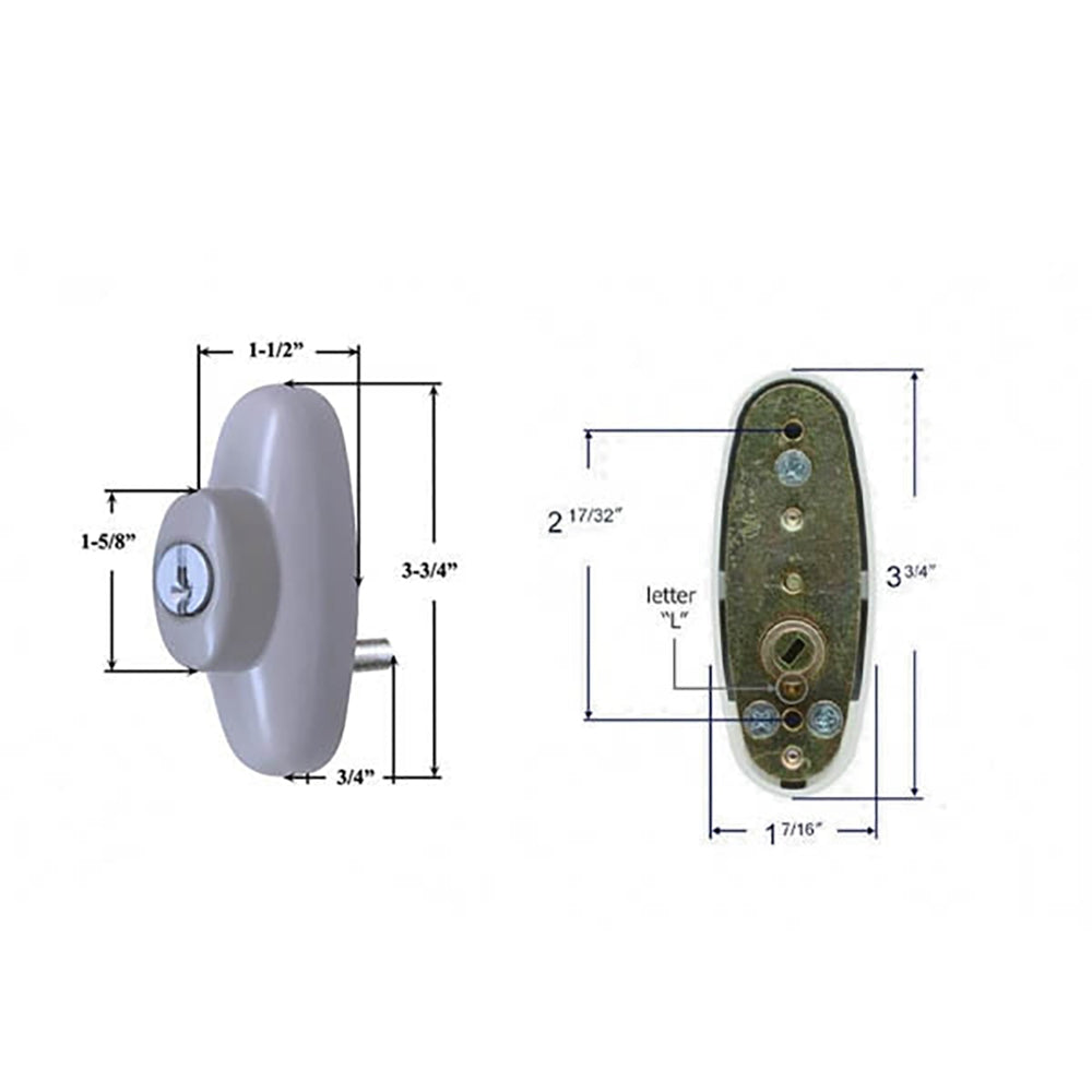 Tribeca Exterior Gliding Door Keyed Lock - Choose Handing & Color